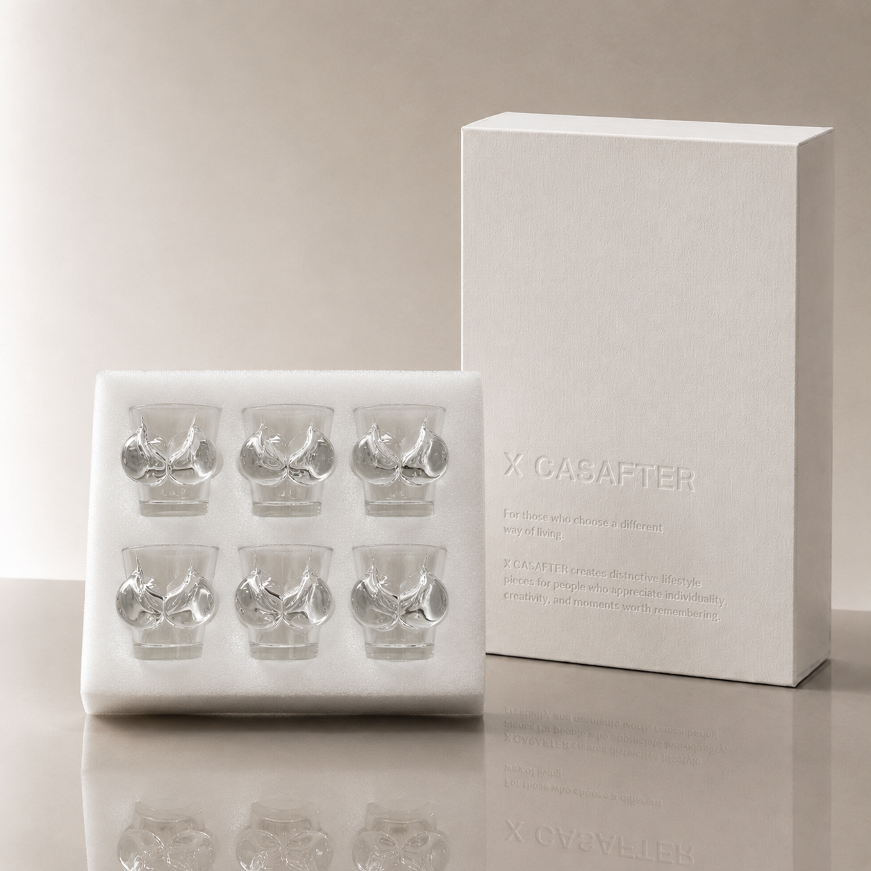 Sculpted Relief Novelty Shot Glass 6-Pack Gift Set
