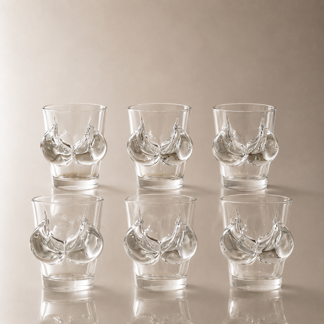 Sculpted Relief Novelty Shot Glass 6-Pack Gift Set